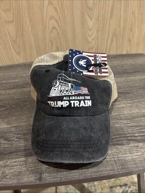Trump  Mesh Back Trucker Hat with 'All Aboard the Trump Train' Graphic